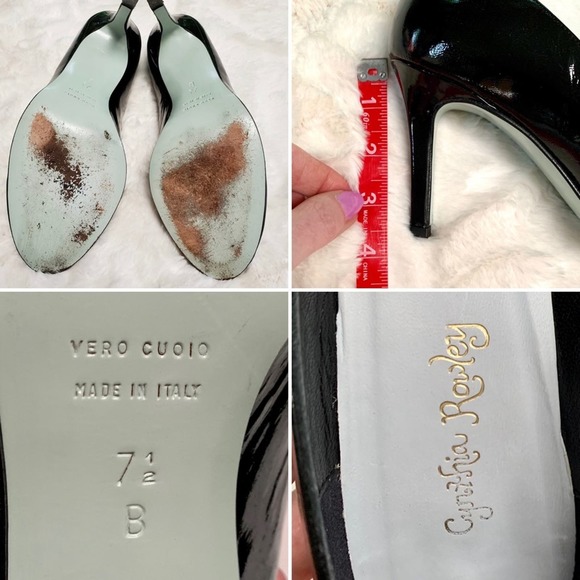 Cynthia Rowley Black Patent Peep Toe Pumps Size 7.5 - Picture 10 of 10